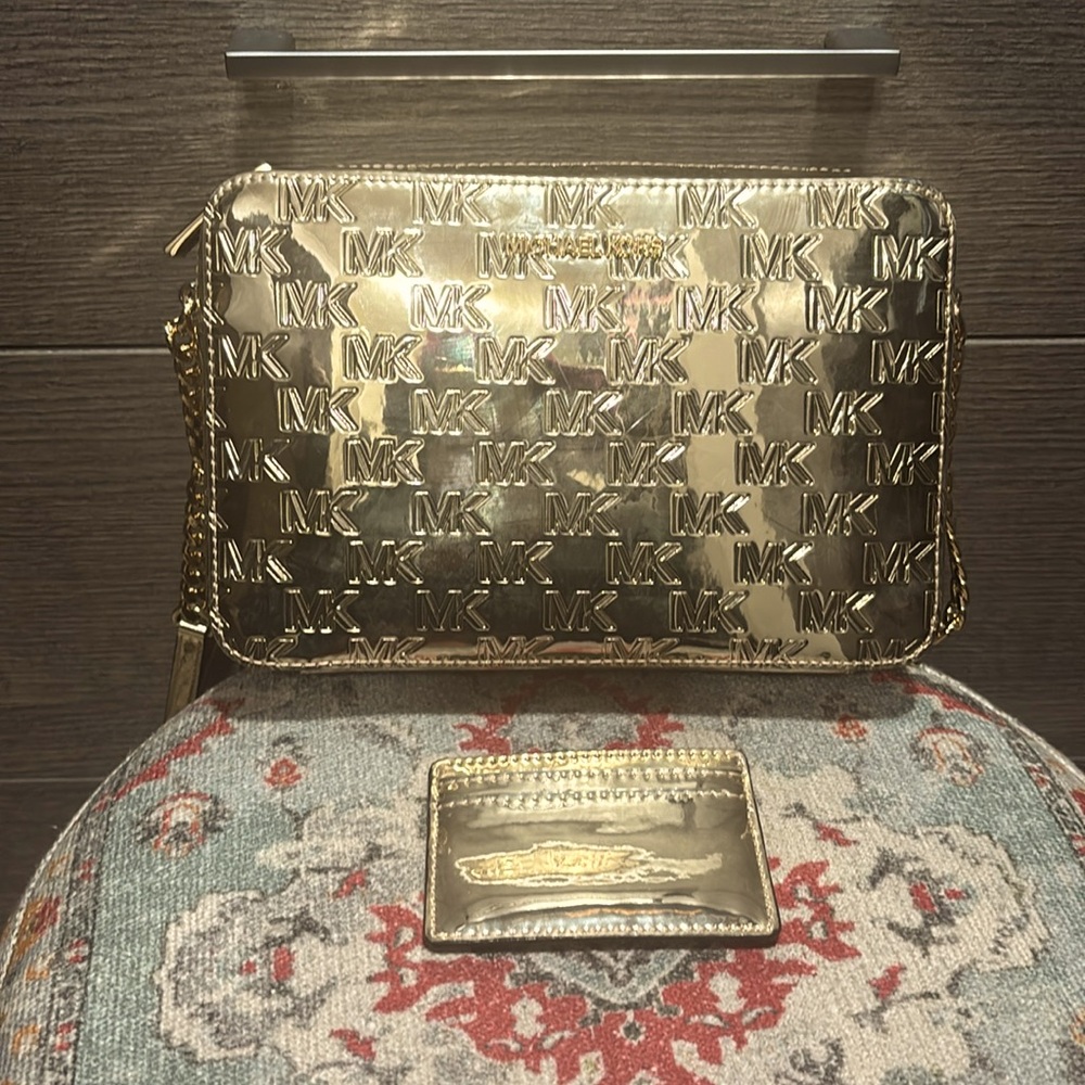 NWT - Michael Kors Gold Crossbody Bag with Gold-Tone Hardware